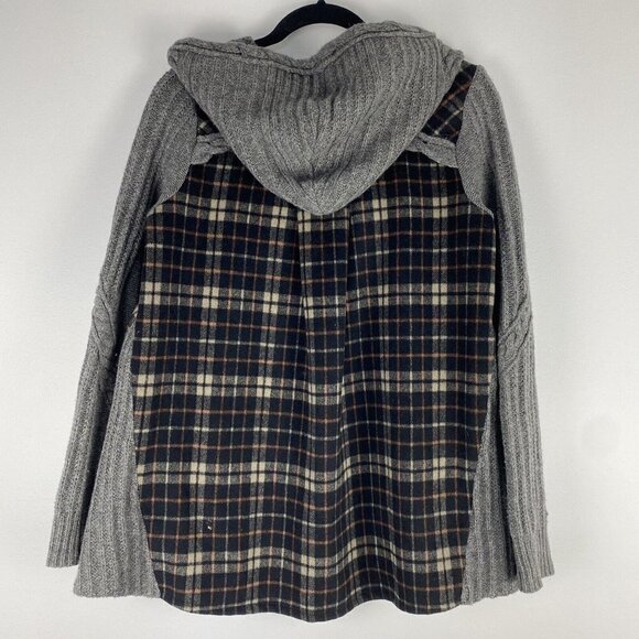 Anthropologie Moth Plaid Sweater Jacket Size S Wool Blend Zip Up Mixed Media - Picture 8 of 11